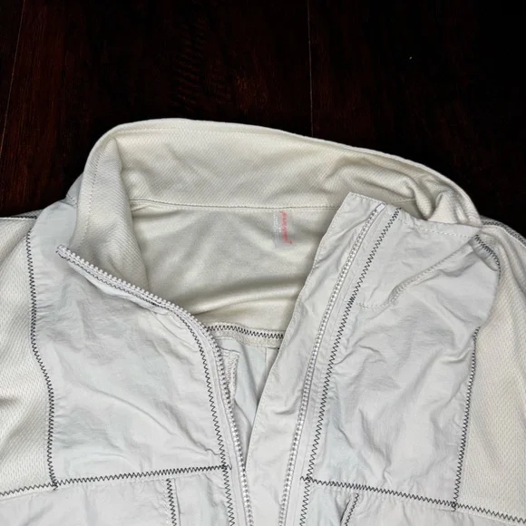 FREE PEOPLE “Grassroots Shortsie” Beige Zip-Up Romper Medium NWT - Picture 12 of 16